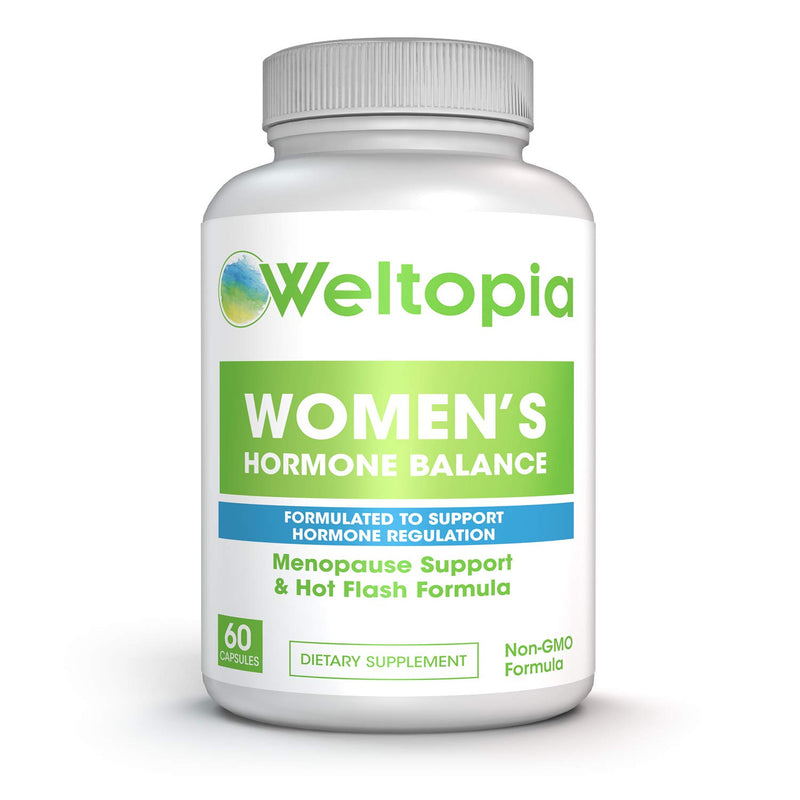 Weltopia - Women's Menopausal Support - Transitional Hormone Support During Menopause & Hot Flash Relief - Women's Natural Help for PMS, Adrenal & Hormone Balance - One Month Supply