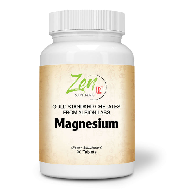 Zen Supplements - Magnesium Albion Chelates 400mg - Promotes Increased Energy for Muscle Functions, Supports Calmness & Relaxation, Coronary Functions, & Bone Density, & Supports Digestion 90-Tabs