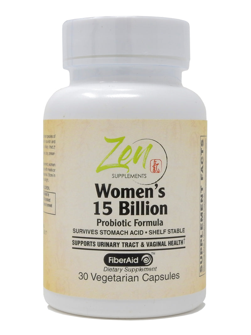 Zen Supplements - Womens 15 Billion Multi-Probiotic - Supports Urinary and Vaginal Health with Lactobacilli & Bifado Blended Strains Survives Stomach Acid, Shelf Stable 30-Vegcaps