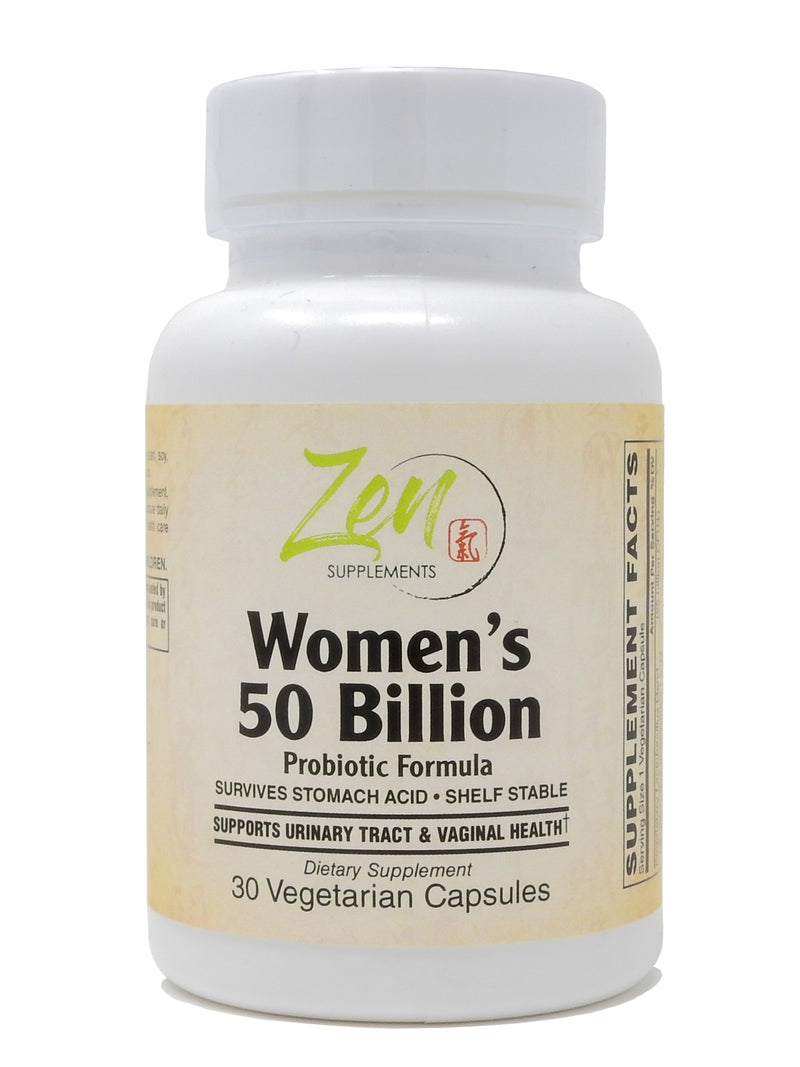 Zen Supplements - Womens 50 Billion Probiotic Formula - Supports Urinary and Vaginal Health with Lactobacilli & Bifado Blended Strains Survives Stomach Acid, Shelf Stable 30-Vegcaps