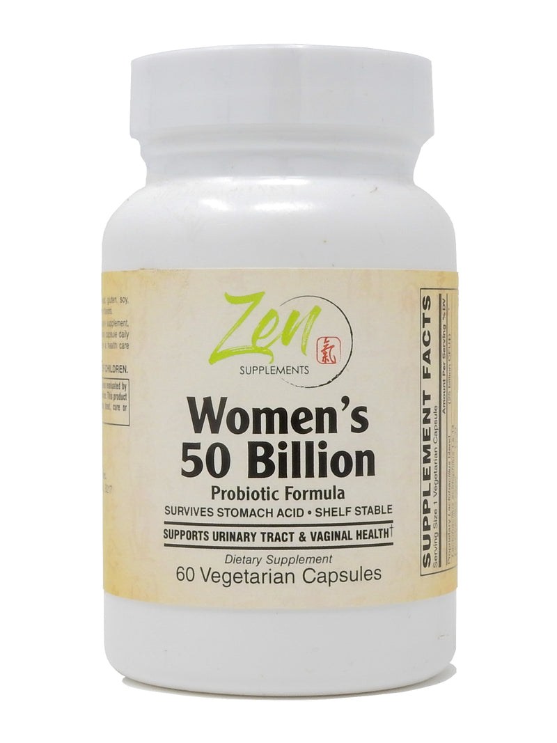 Zen Supplements - Womens 50 Billion CFU Probiotic Formula - Supports Urinary and Vaginal Health with Lactobacilli & Bifado Blended Strains Survives Stomach Acid, Shelf Stable 60-Vegcaps