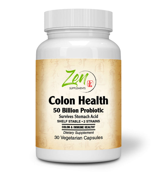 Colon Health 50 Billion CFU Probiotic with Acidophilus & Bifido Shelf Stable Strains for Gut & Digestive Health, in Delayed Release VegCaps 30-Vegcaps