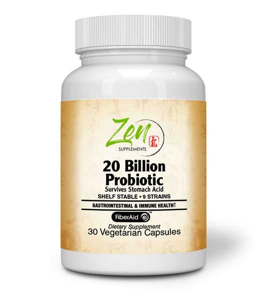 20 Billion CFU 9 Strain, Multi-Probiotic 30-Vegcaps - Sustained Release Technology, Resist Stomach Acid, Shelf Stable - Support for Healthy Digestion & Intestinal Ecology Favorable Intestinal Flora