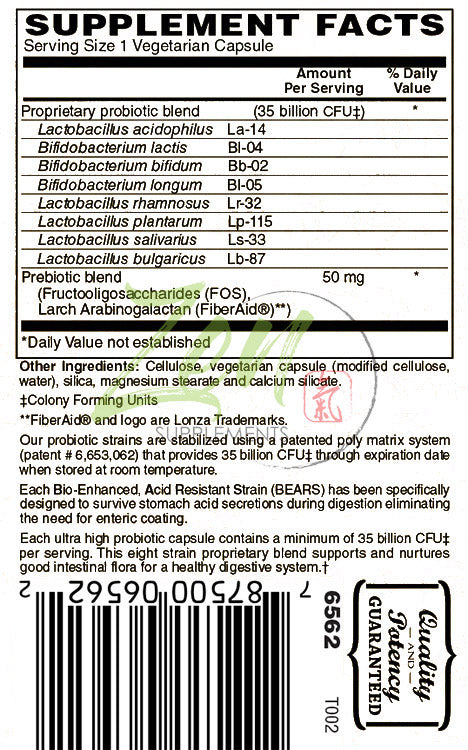 Zen Supplements - 35 Billion Probiotic 35 Billion CFU with 8 Strains 60-Vegcaps - Sustained Release Technology, Resist Stomach Acid, Shelf Stable - Support for Healthy Digestion & Intestinal Ecology Favorable Intestinal Flora