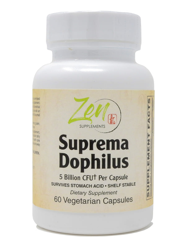 Zen Supplements - Suprema-Dophilus - 5 Billion CFU Probiotic - 8 Strains - Shelf Stable and Acid Resistant - Supports Gastrointestinal & Immune Health 60-Caps