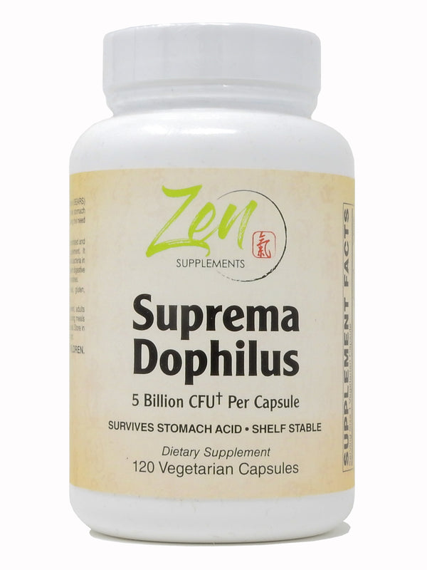 Zen Supplements - Suprema-Dophilus - 5 Billion CFU Probiotic - 8 Strains - Shelf Stable and Acid Resistant - Supports Gastrointestinal & Immune Health 120-Caps