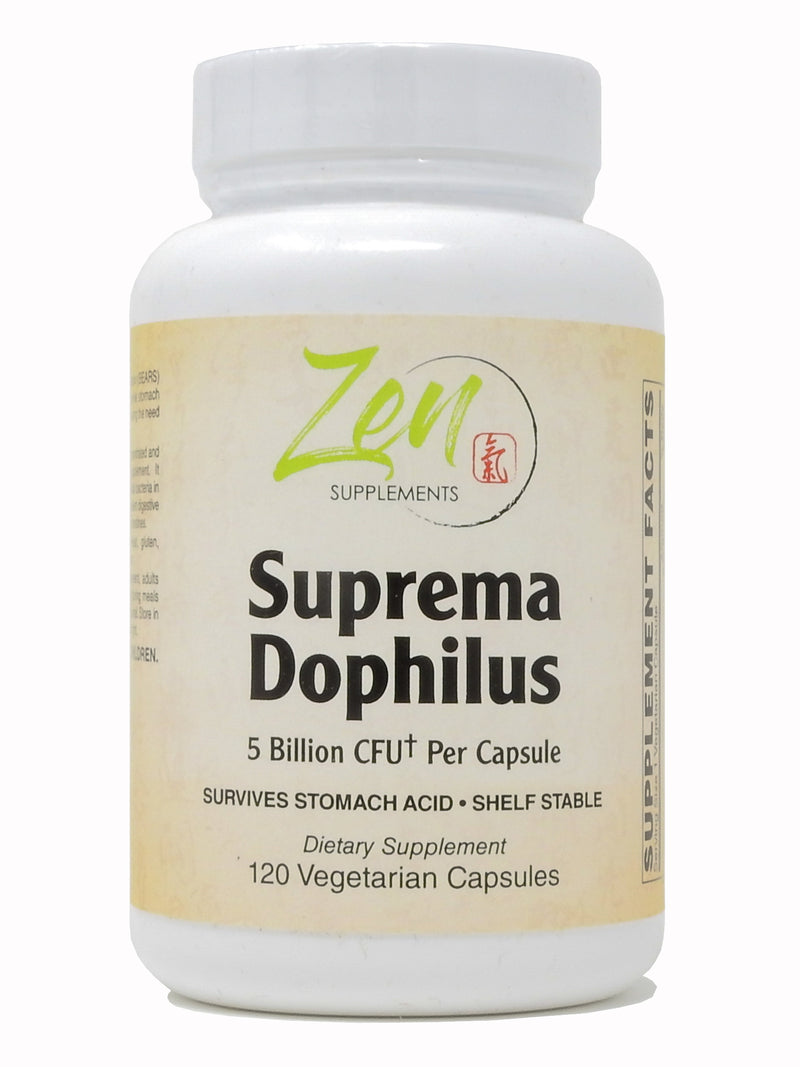 Zen Supplements - Suprema-Dophilus - 5 Billion CFU Probiotic - 8 Strains - Shelf Stable and Acid Resistant - Supports Gastrointestinal & Immune Health 120-Caps