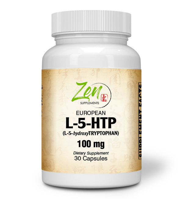 Zen Supplements - L-5HTP 100 Mg W/ C & B-6 30-Caps Serotonin Synthesizers and Cofactor B6 for Improved Serotonin Conversion - 5HTP Supplement for Serotonin Boost, Mood & Sleep Support