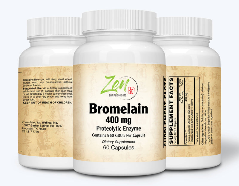 Zen Supplements - Bromelain Proteolytic Enzyme 60-Caps - Supports Healthy Digestion, Joint Health & Joint Comfort, Nutrient Absorption