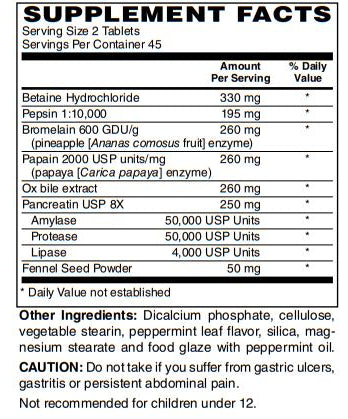 Zen Supplements - Superzymes Zen Supplements - Superzymes Multi-Enzyme Formula containing Pepsin, Bromelain, Papain, Pancreatin, & Betaine HCL 90-Tabs