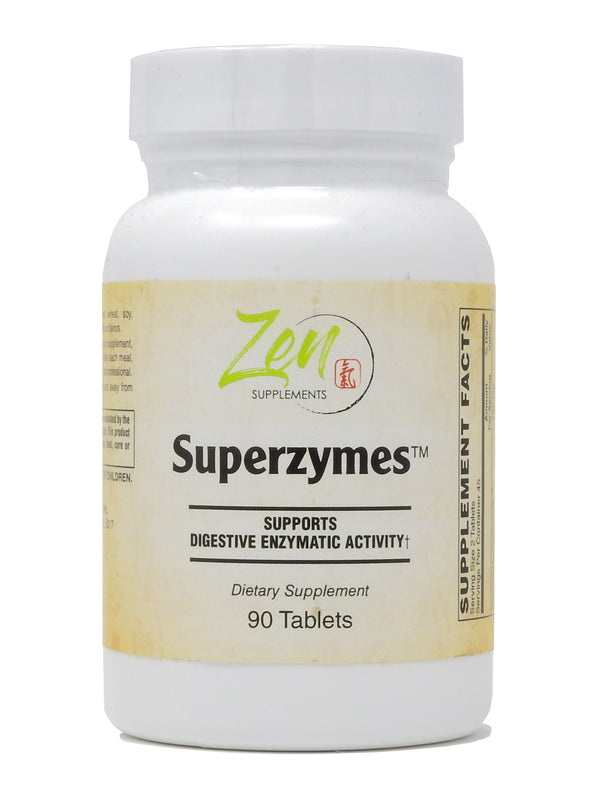 Zen Supplements - Superzymes Zen Supplements - Superzymes Multi-Enzyme Formula containing Pepsin, Bromelain, Papain, Pancreatin, & Betaine HCL 90-Tabs