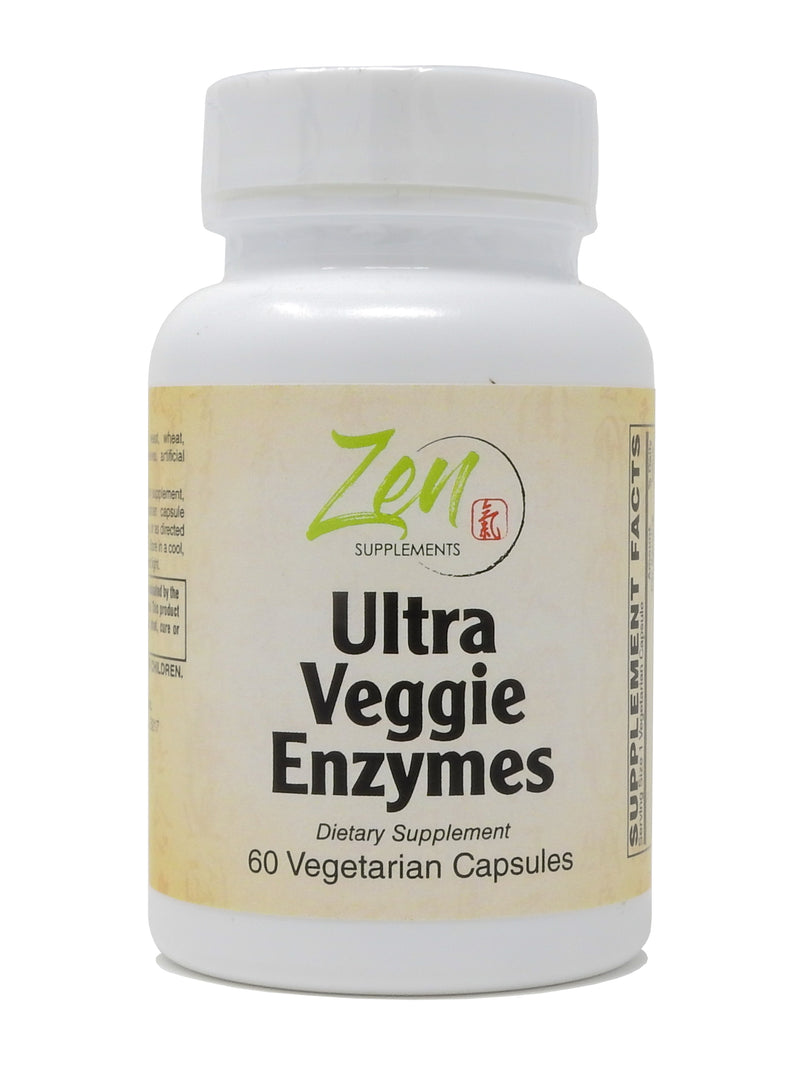 Zen Supplements - Ultra Veggie Enzymes for Vegetarians and Vegans - Promotes Digestion of Vegetables, Beans and Carbohydrates to Help Reduce Occasional Gas and Bloating 60-Vegcaps