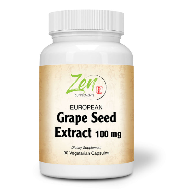 Zen Supplements - European Grape Seed Extract 100 Mg Antioxidant for Cardiovascular and Immune Health - Promotes Healthy Brain and Nerve Functions 90-Vegcaps