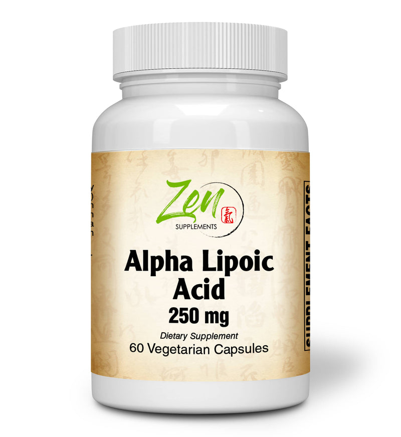 Zen Supplements - Alpha Lipoic Acid 250 Mg 60-Vegcaps - Promotes Healthy Blood Sugar Levels, Supports Glucose Metabolism & Regenerative Antioxidants