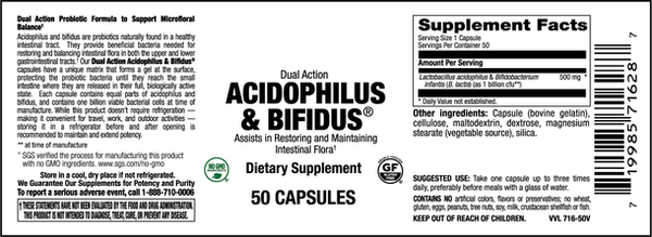 MicroBio Flora - Dual Action Acidophilus & Bifidus® Caps 100 Count