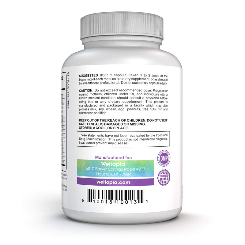 Weltopia - Digestive Enzymes Complex - Digest Enzyme Matrix with 18 Enzymes for Digestive Health, Bloating, Indigestion, Gas. Supports General Immunity and Digestive Wellness