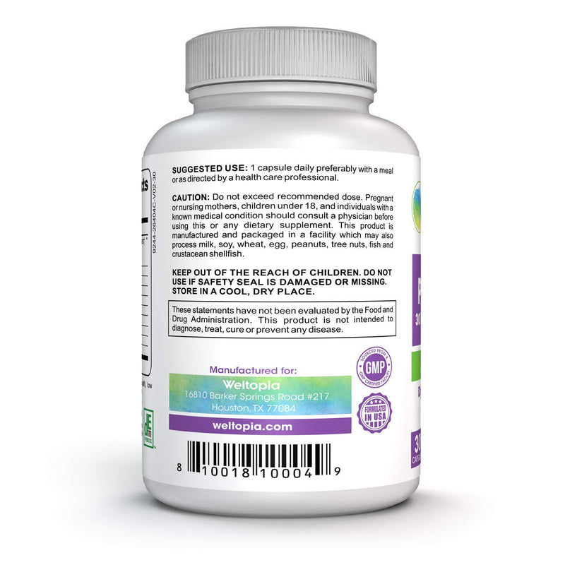 Weltopia -Shelf Stable Probiotics - 30 Billion - 10 Strains - Delayed Release & Spore Forming Strains - Includes prebiotics. 30 Days Supply.