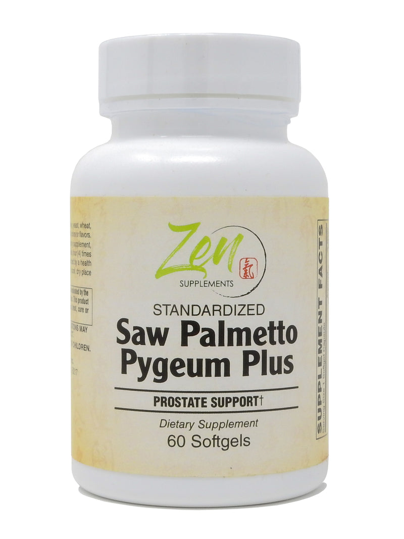 Zen Supplements - Saw Palmetto & Pygeum Plus - Prostate Support Supplement w/L-OptiZinc® for Prostate & Urinary Tract Health including Frequent Urination, Beta-Sitosterol Supports DHT Blocker for Hair Loss Prevention 60-Softgel