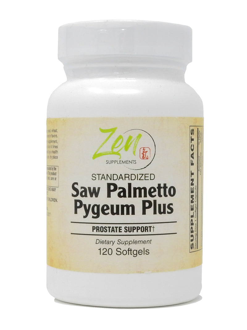 Zen Supplements - Saw Palmetto & Pygeum Plus - Prostate Support Supplement w/L-OptiZinc® for Prostate & Urinary Tract Health including Frequent Urination, Beta-Sitosterol Supports DHT Blocker for Hair Loss Prevention 120-Softgel