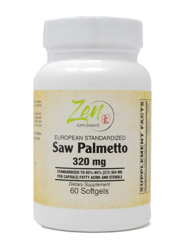 Zen Supplements - Saw Palmetto Berry Extract 320 Mg Supplement for Prostate Health & Urinary Tract including Frequent Urination, Supports DHT Blocker and Hair Loss Prevention 60-Softgel