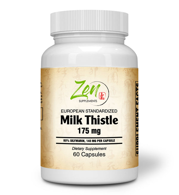 Zen Supplements - Milk Thistle Extract-Plus 175 Mg - Promotes Healthy Liver Function, Liver Health & Supports the Body’s Natural Cleansing & Detoxification Pathways 60-Caps