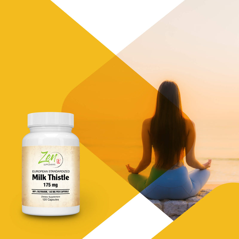 Zen Supplements - Milk Thistle Extract-Plus 175 Mg - Promotes Healthy Liver Function, Liver Health & Supports the Body’s Natural Cleansing & Detoxification Pathways 120-Caps