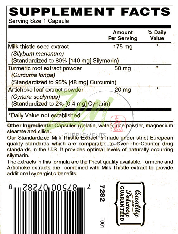 Zen Supplements - Milk Thistle Extract-Plus 175 Mg - Promotes Healthy Liver Function, Liver Health & Supports the Body’s Natural Cleansing & Detoxification Pathways 120-Caps