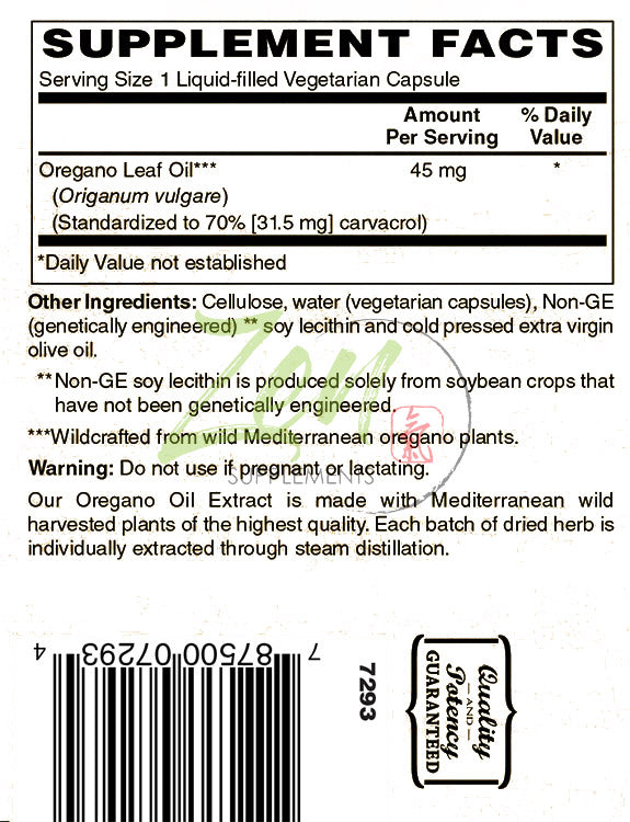 Oregano Oil Standardized to 45 Mg 70% Carvacrol - Immune and Intestinal Support for Healthy Digestive Flora 120-Vegcaps