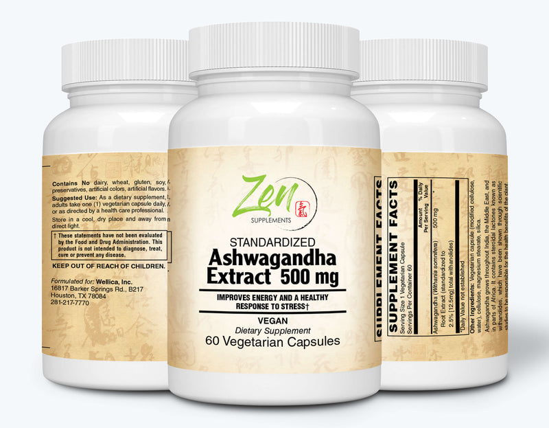 Zen Supplements - Ashwagandha Extract Anxiety Relief, Thyroid Support, Cortisol & Adrenal Support, Anti Anxiety & Adrenal Fatigue Supplement 60-Vegcaps