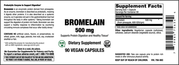 MicroBio Flora - Bromelain 500 mg Veg Caps 90 Count