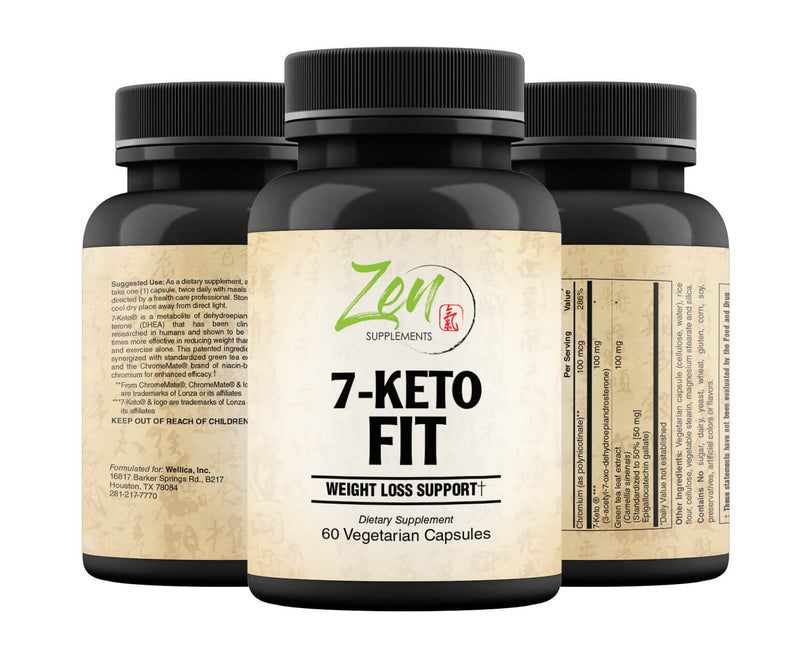 Zen Supplements - 7-Keto DHEA Fit with EGCG & Chromium Polynicotinate 60-Vegcaps - DHEA Metabolite to Support Thermogenesis and Healthy Body Composition - Supports a healthy BMI & Weight Management