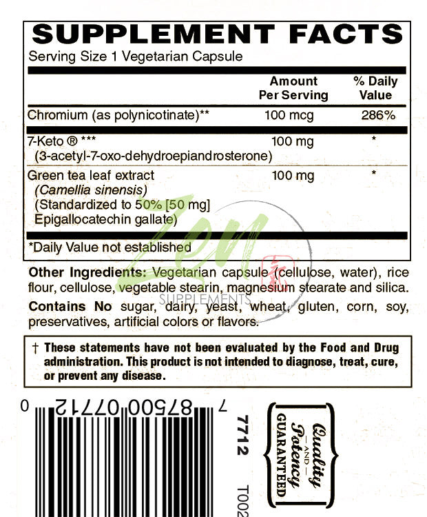 Zen Supplements - 7-Keto DHEA Fit with EGCG & Chromium Polynicotinate 60-Vegcaps - DHEA Metabolite to Support Thermogenesis and Healthy Body Composition - Supports a healthy BMI & Weight Management