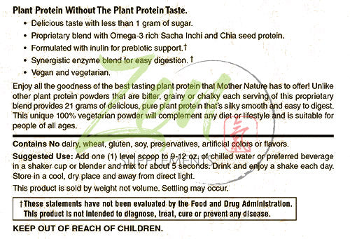 Zen Supplements - Plant Protein-Vanilla 510G 1.1LB-Powder- 25 Grams of Protein Per Serving -Vegan, Low Net Carbs, Non Dairy, Gluten Free, Lactose Free, No Sugar Added, Soy Free, Kosher, Non-GMO