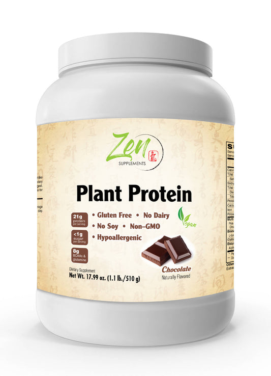 Plant Protein-Chocolate 510G 1.1LB -Powder - 23 Grams of Protein Per Serving -Vegan, Low Net Carbs, Non Dairy, Gluten Free, Lactose Free, No Sugar Added, Soy Free, Kosher, Non-GMO