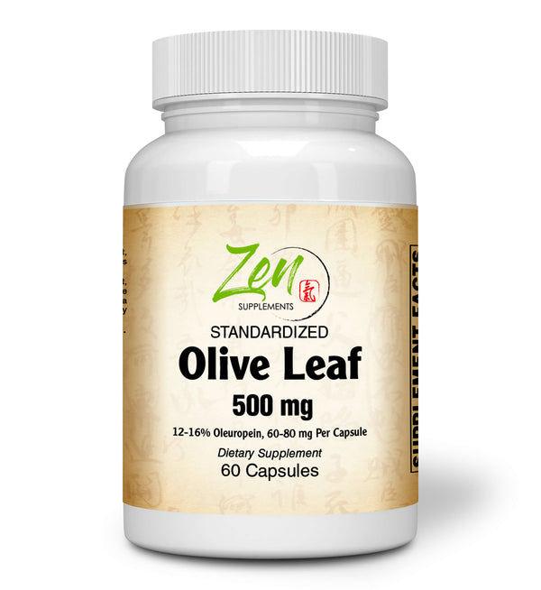 Zen Supplements - Olive Leaf 500 mg Standardized Oleuropein Antioxidant Supplement Promotes Immune Support and Immune Response & Cardiovascular Health  60-Caps