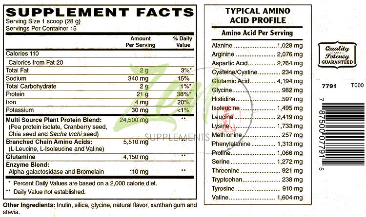 Zen Supplements - Plant Protein - Vegan/Natural Unflavored 14.8 Oz-Powder - 24.5 Grams of Protein Per Serving -Vegan, Low Net Carbs, Non Dairy, Gluten Free, Lactose Free, No Sugar Added, Soy Free, Kosher, Non-GMO