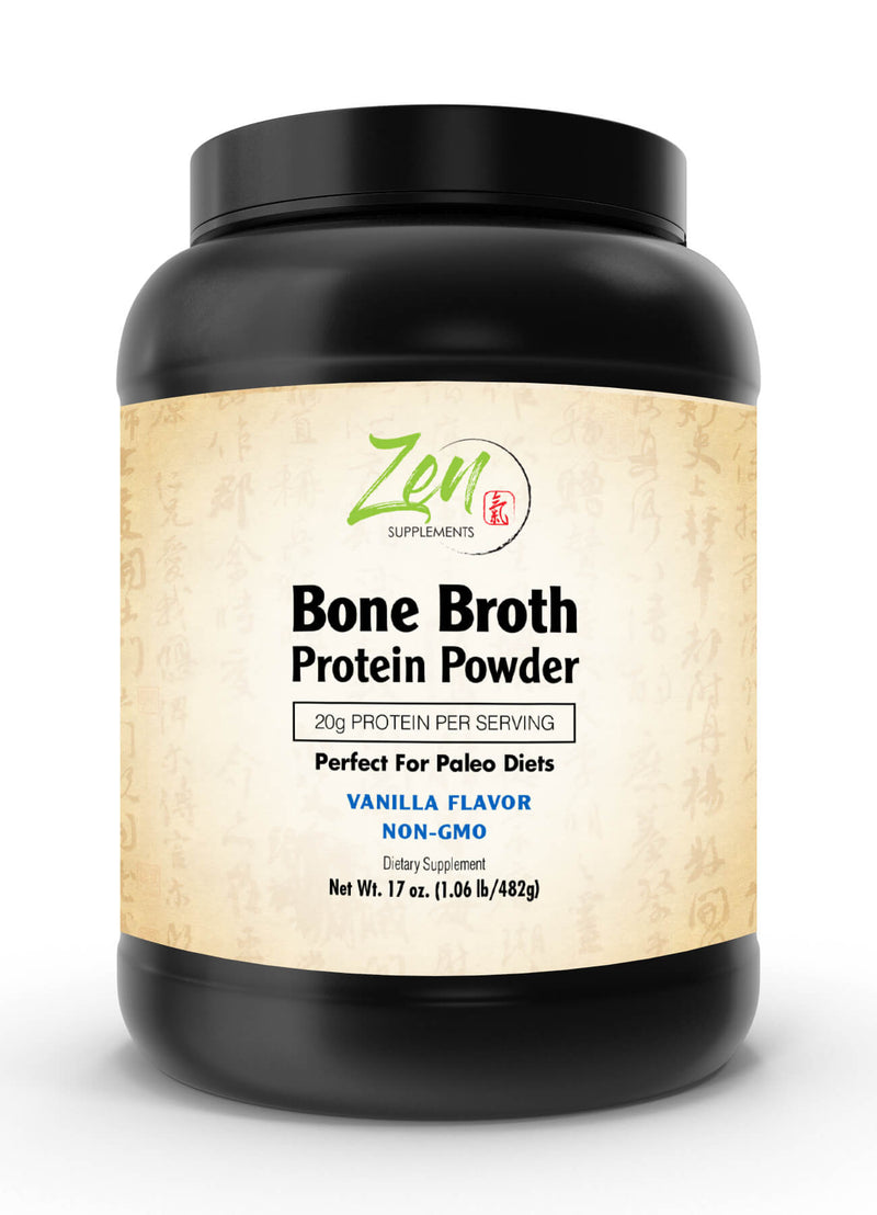 Zen Supplements - Bone Broth for Keto Diets and Paleo Diets - Vanilla 1 LB-Powder - 22g of Protein Per Serving -Promotes Joint Health, Gut Health, Hair, Skin & Nails Health, Brain Health and Healthy Aging