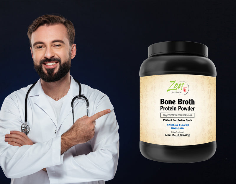 Zen Supplements - Bone Broth for Keto Diets and Paleo Diets - Vanilla 1 LB-Powder - 22g of Protein Per Serving -Promotes Joint Health, Gut Health, Hair, Skin & Nails Health, Brain Health and Healthy Aging