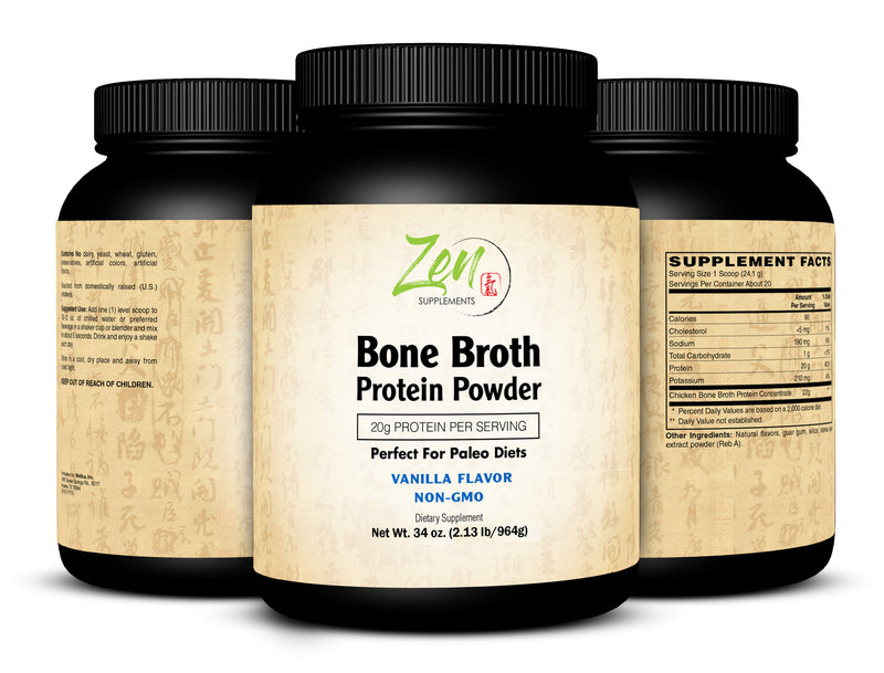 Zen Supplements - Bone Broth for Keto and Paleo Diets - Vanilla 2.1 LB-Powder - 22g of Protein Per Serving -Promotes Joint Health, Gut Health, Hair, Skin & Nails Health, Brain Health and Healthy Aging