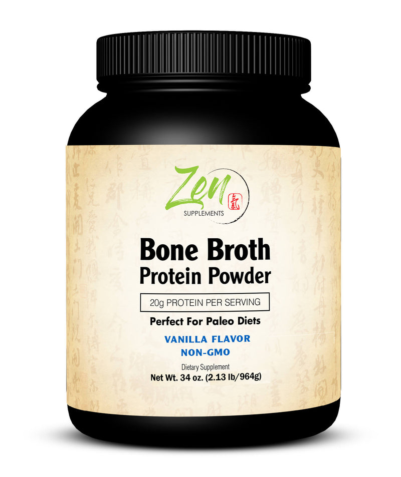 Zen Supplements - Bone Broth for Keto and Paleo Diets - Vanilla 2.1 LB-Powder - 22g of Protein Per Serving -Promotes Joint Health, Gut Health, Hair, Skin & Nails Health, Brain Health and Healthy Aging