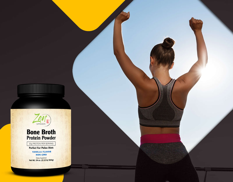 Zen Supplements - Bone Broth for Keto and Paleo Diets - Vanilla 2.1 LB-Powder - 22g of Protein Per Serving -Promotes Joint Health, Gut Health, Hair, Skin & Nails Health, Brain Health and Healthy Aging