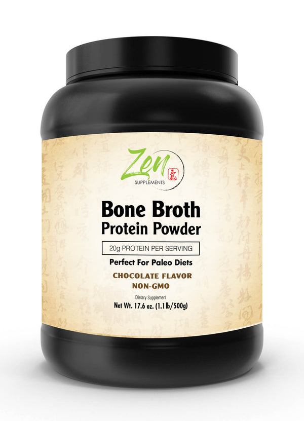 Zen Supplements - Bone Broth for Keto Diets and Paleo Diets - Chocolate 1 LB-Powder - 22g of Protein Per Serving -Promotes Joint Health, Gut Health, Hair, Skin & Nails Health, Brain Health and Healthy Aging