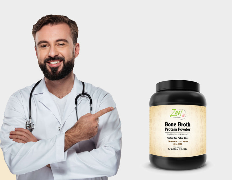 Zen Supplements - Bone Broth for Keto Diets and Paleo Diets - Chocolate 1 LB-Powder - 22g of Protein Per Serving -Promotes Joint Health, Gut Health, Hair, Skin & Nails Health, Brain Health and Healthy Aging