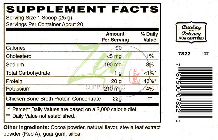 Zen Supplements - Bone Broth for Keto Diets and Paleo Diets - Chocolate 1 LB-Powder - 22g of Protein Per Serving -Promotes Joint Health, Gut Health, Hair, Skin & Nails Health, Brain Health and Healthy Aging