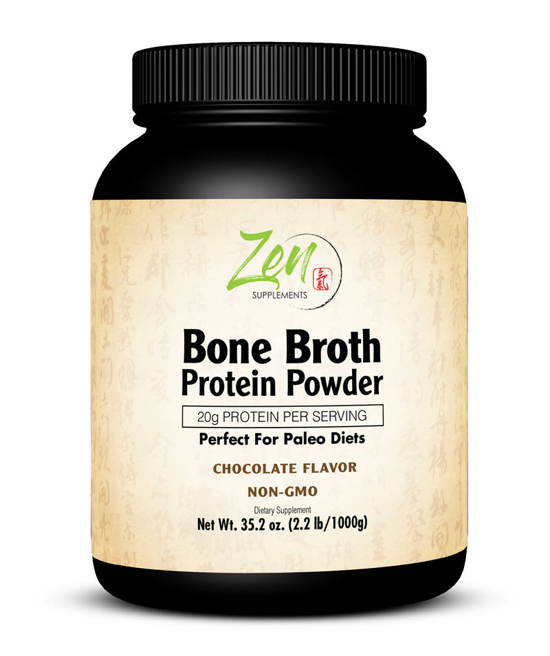 Zen Supplements - Bone Broth for Keto and Paleo Diets - Chocolate 2.1 LB-Powder - 22g of Protein Per Serving -Promotes Joint Health, Gut Health, Hair, Skin & Nails Health, Brain Health and Healthy Aging