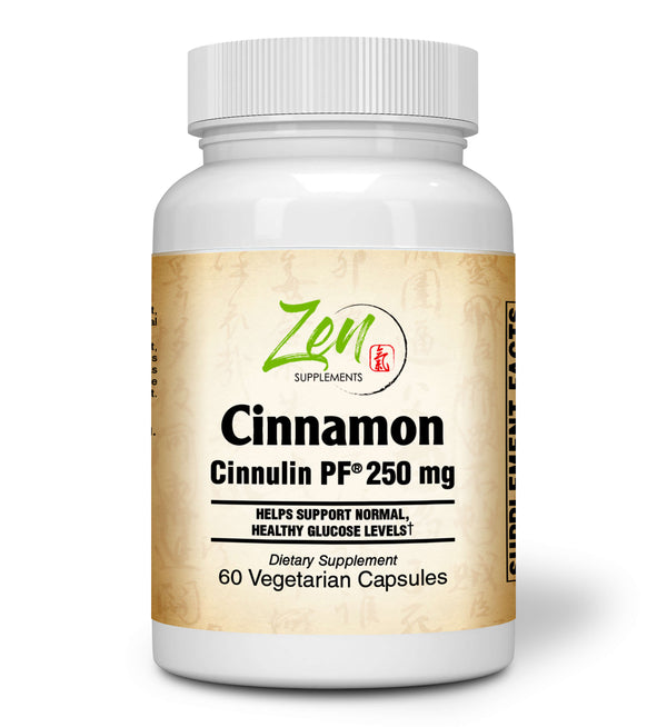 Zen Supplements - Cinnamon Extract 250 Mg Antioxidant Helps Maintain Blood Sugar Levels, Improve Cardiovascular Health, Enhance Insulin Function 60-Caps