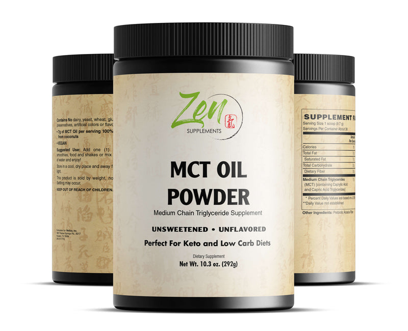 Zen Supplements - MCT Oil Powder 100% Pure MCT's - Perfect for Keto - Energy Boost, Nutrient Absorption, Appetite Control,Healthy Gut Support 292g, 10.3oz Powder