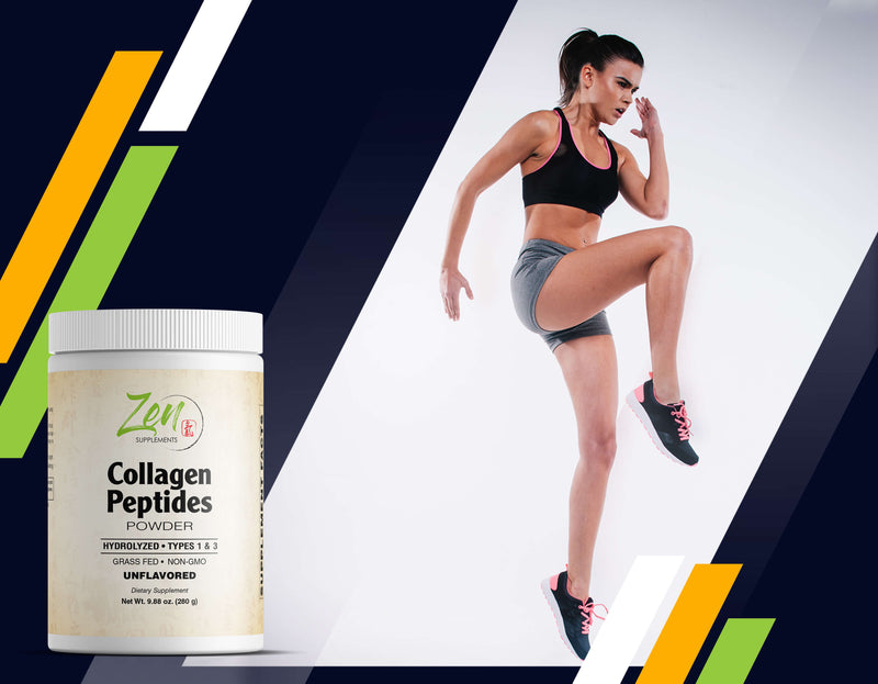 Zen Supplements - Collagen Peptides (Hydrolyzed Types 1 & 3) for Anti-Aging, Hair, Skin, Nails and Joints 280g-Powder