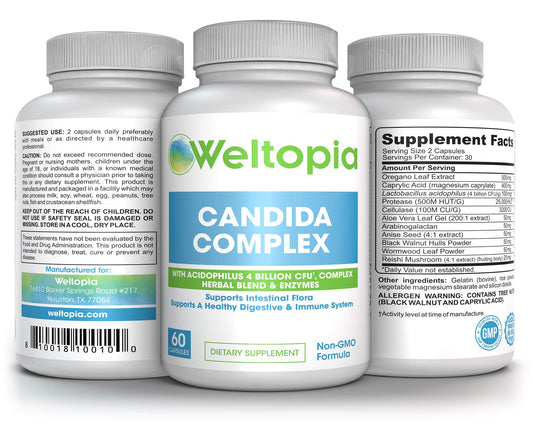 Advanced Strength Candida Cleanse Complex - with Acidophilus, Herbal Blend & Enzymes