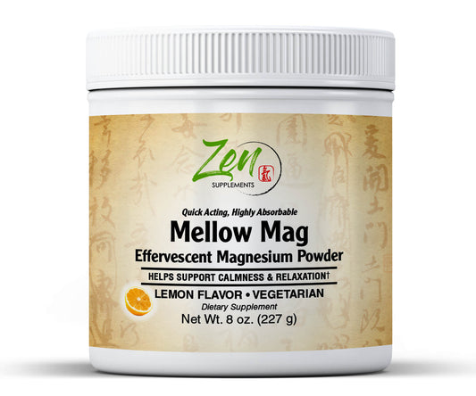 Mellow Mag-Lemon Flavor Magnesium Carbonate - Natural Aid to Support Constipation & Sleeping Difficulties, Promotes Anti-Stress, Calm & Regularity 8 Oz- Effervescent Powder